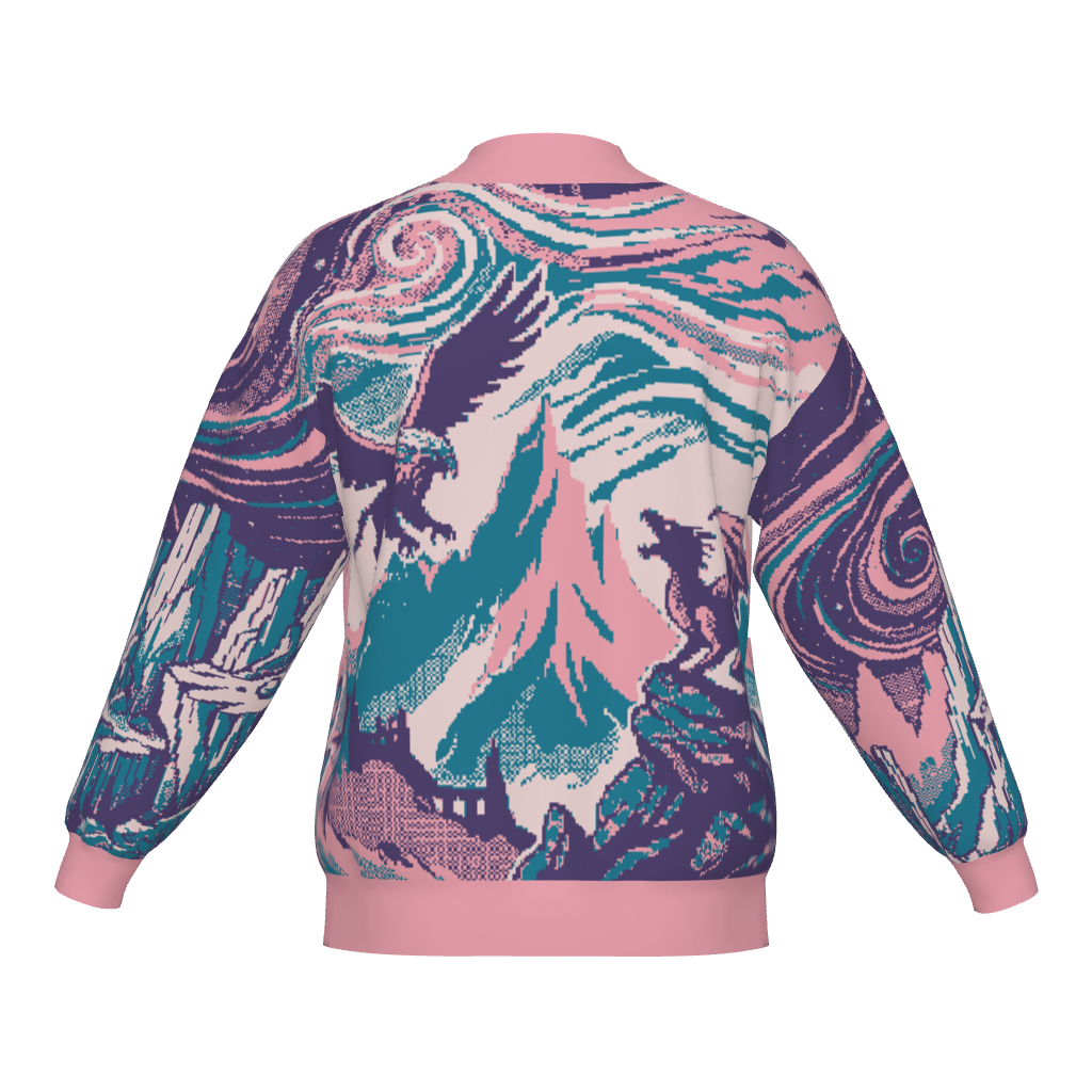 Witcher Inspired Knitted Bomber Jacket - Pixel Art Fantasy Knitwear