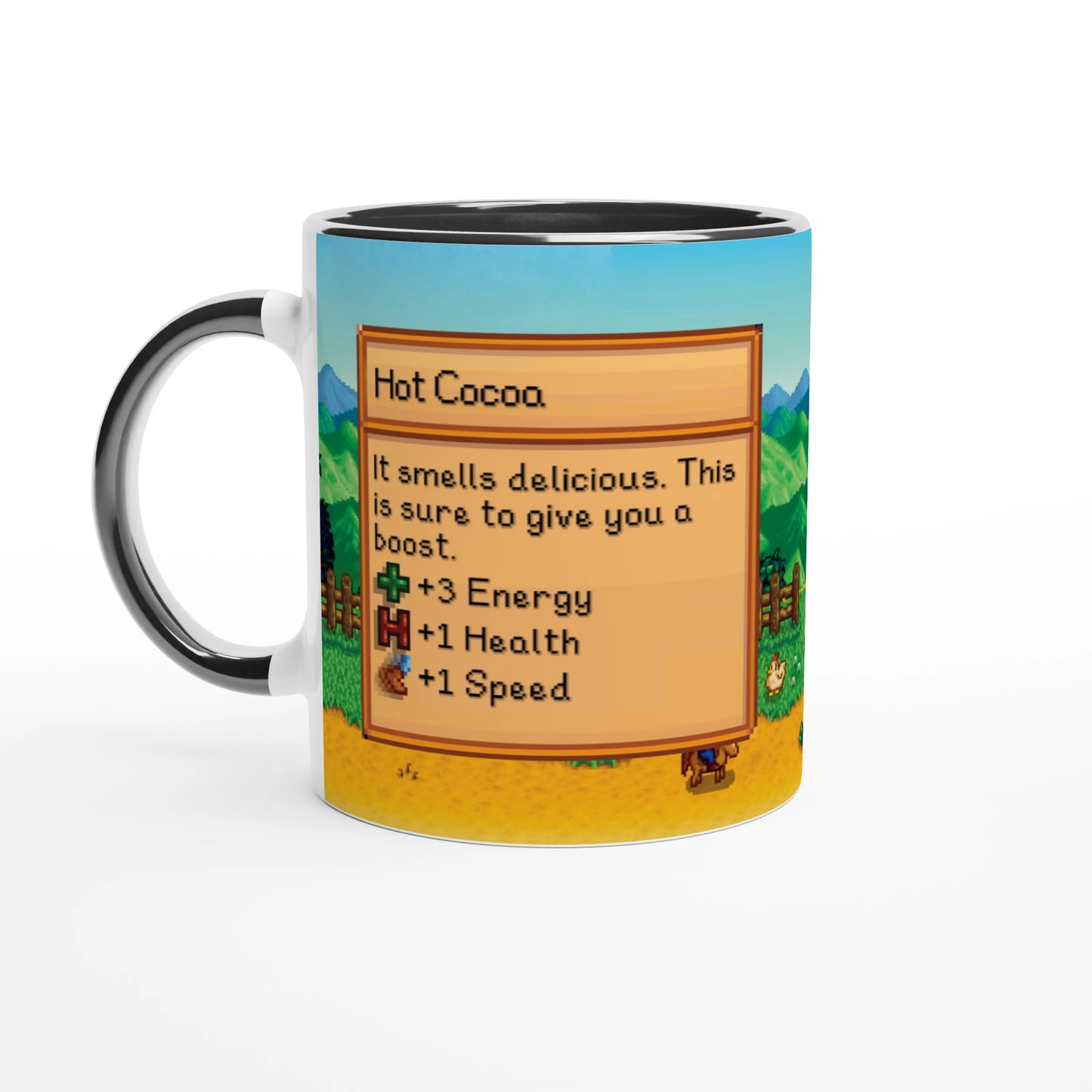 Mug Stardew Valley avec arrière-plans personnalisés - Thé, Café, Chocolat chaud, Thé vert, Chaï Latte, Triple Espresso, Cadeau pour Gamer en Pixel Art