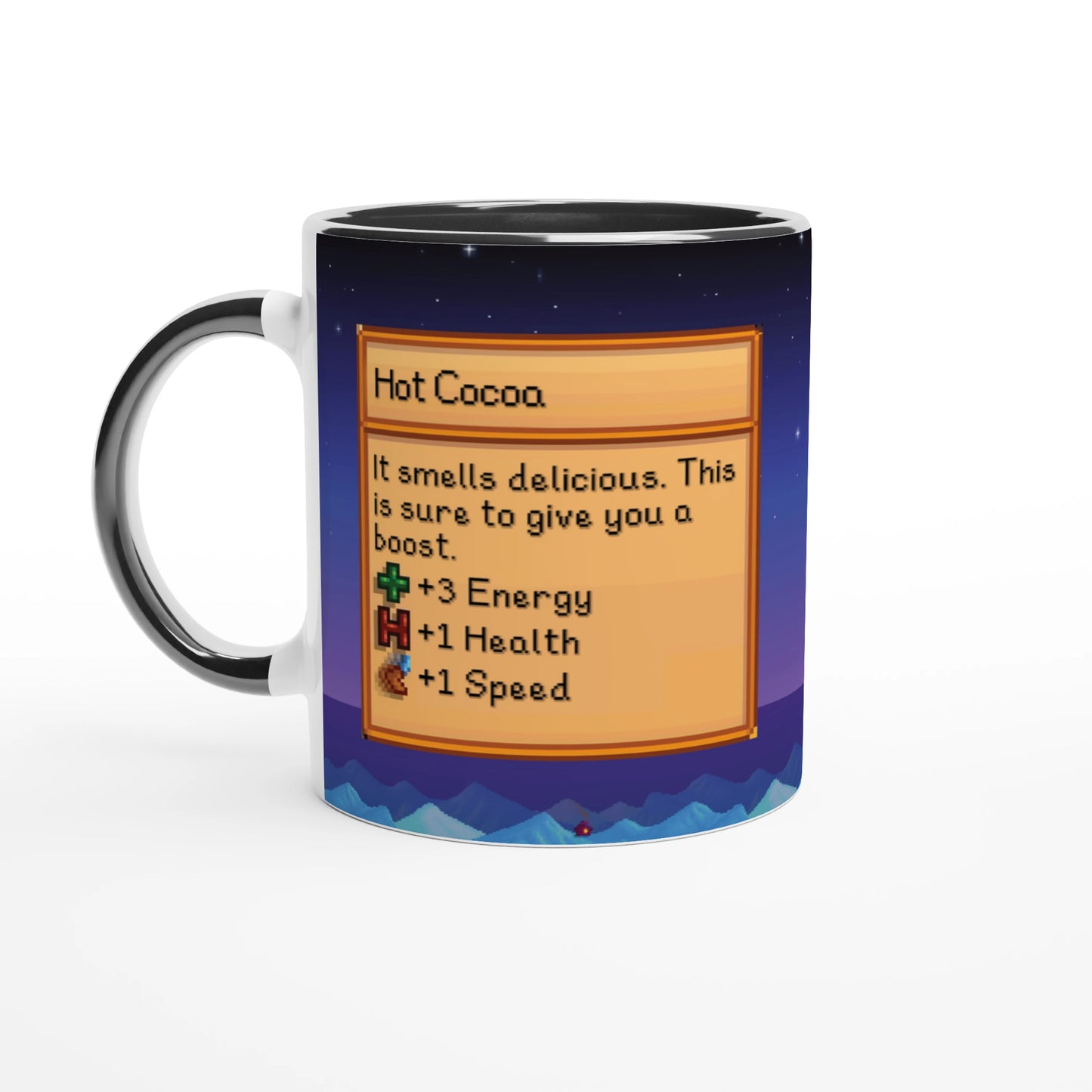 Mug Stardew Valley avec arrière-plans personnalisés - Thé, Café, Chocolat chaud, Thé vert, Chaï Latte, Triple Espresso, Cadeau pour Gamer en Pixel Art