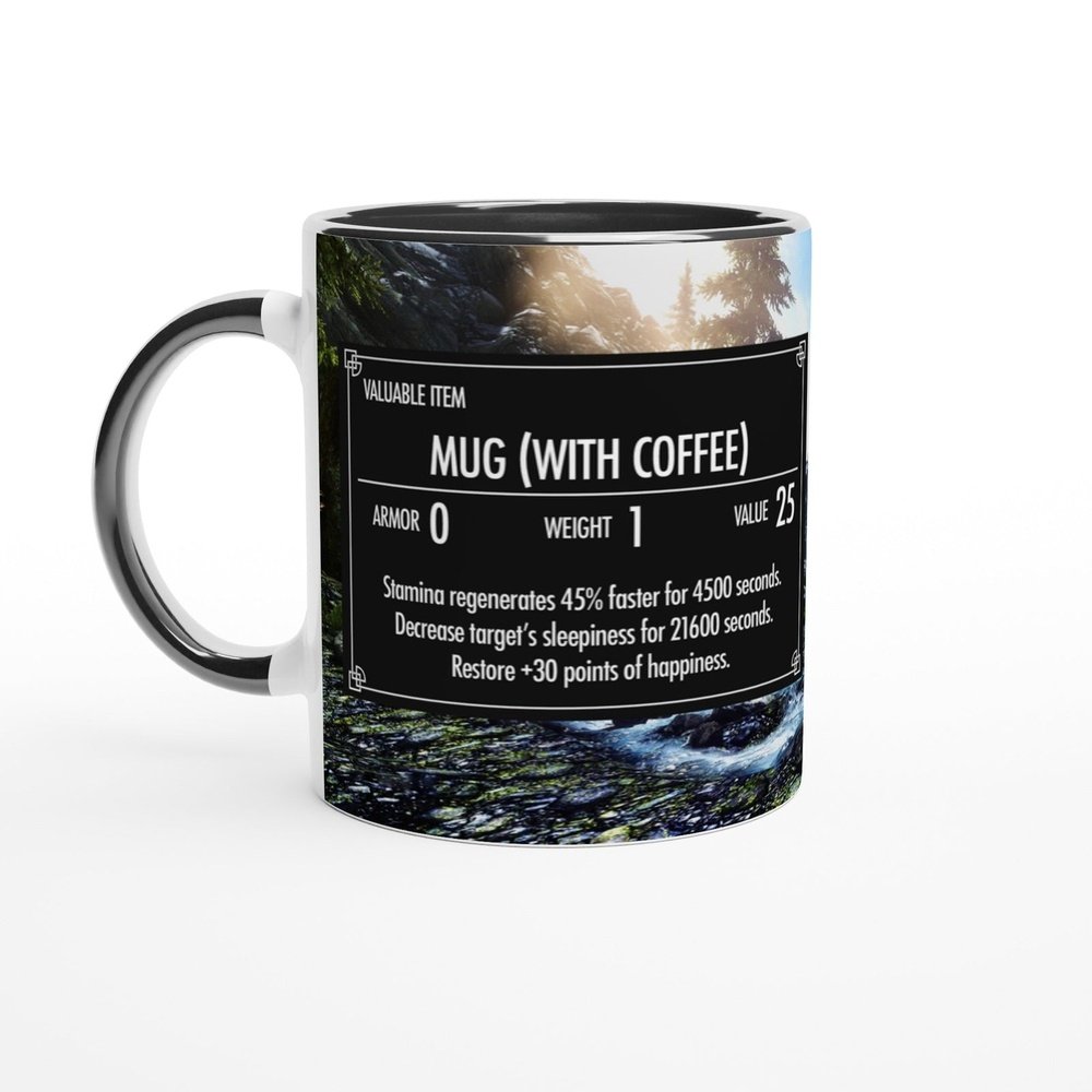 Skyrim Coffee Mug | Elder Scrolls | Video Game | Gaming Gift Idea | 11oz Coloured Handle