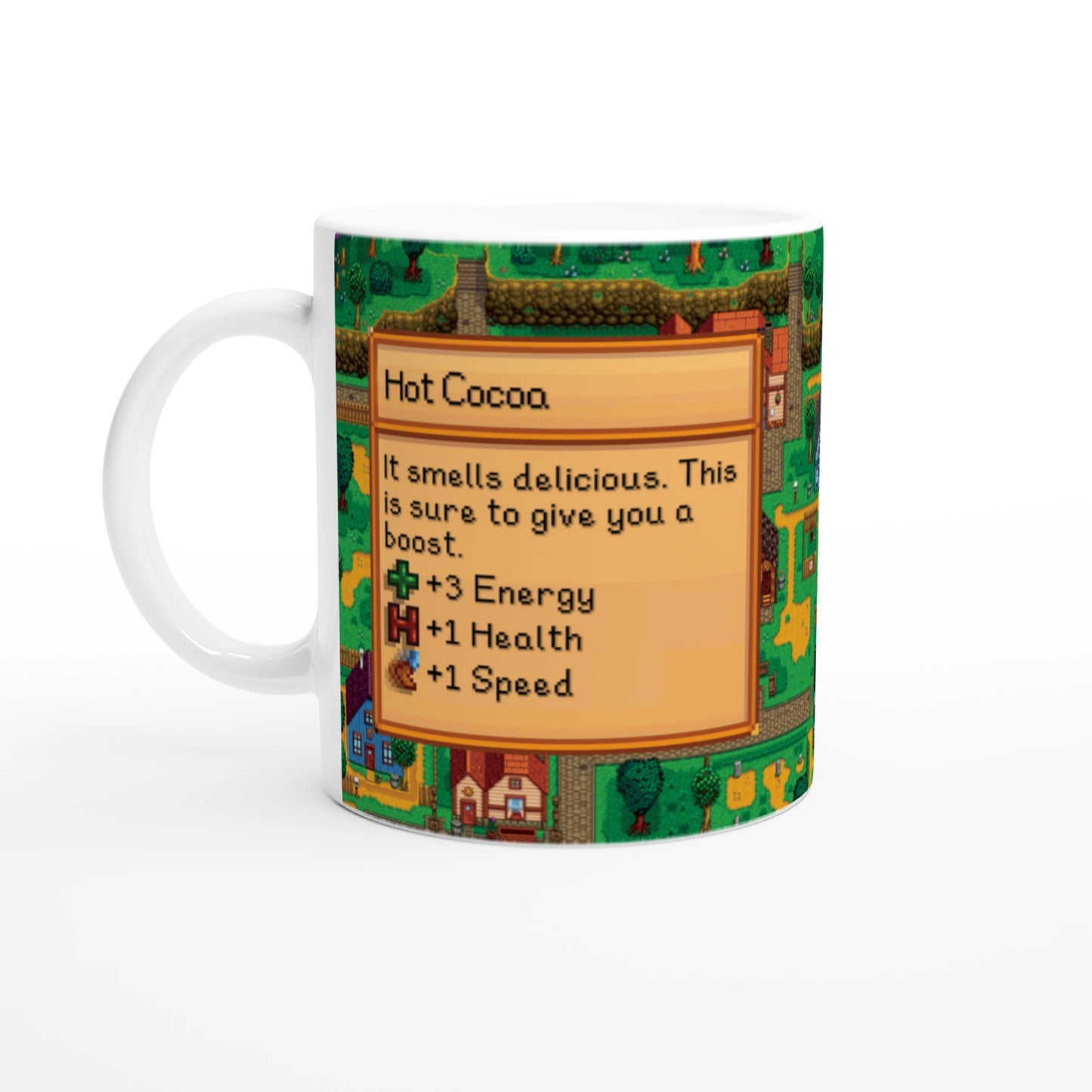Mug Stardew Valley avec arrière-plans personnalisés - Thé, Café, Chocolat chaud, Thé vert, Chaï Latte, Triple Espresso, Cadeau pour Gamer en Pixel Art