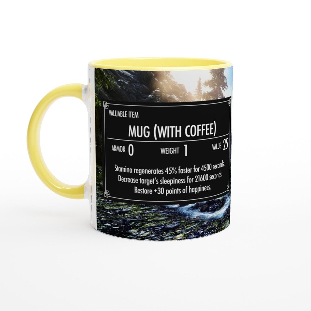 Skyrim Coffee Mug | Elder Scrolls | Video Game | Gaming Gift Idea | 11oz Coloured Handle