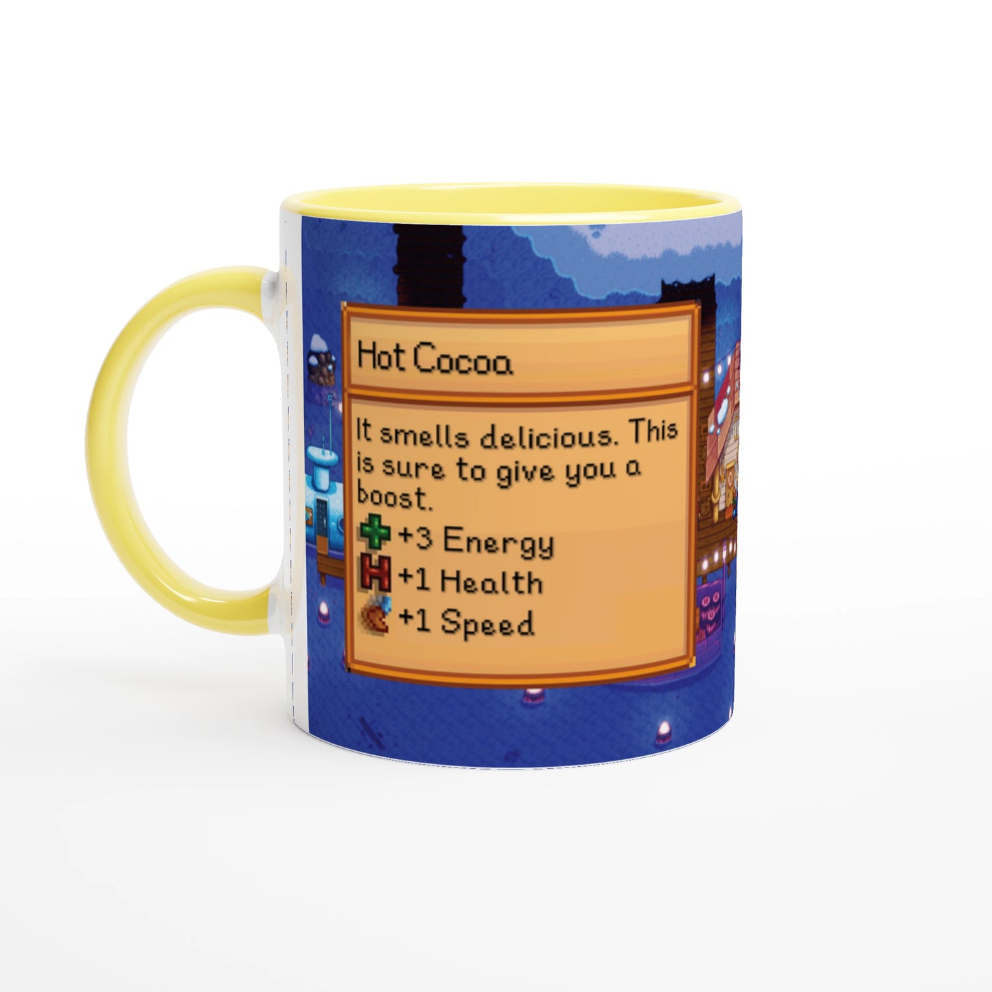 Mug Stardew Valley avec arrière-plans personnalisés - Thé, Café, Chocolat chaud, Thé vert, Chaï Latte, Triple Espresso, Cadeau pour Gamer en Pixel Art