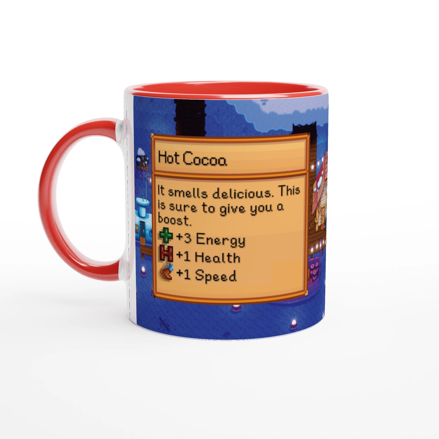Mug Stardew Valley avec arrière-plans personnalisés - Thé, Café, Chocolat chaud, Thé vert, Chaï Latte, Triple Espresso, Cadeau pour Gamer en Pixel Art