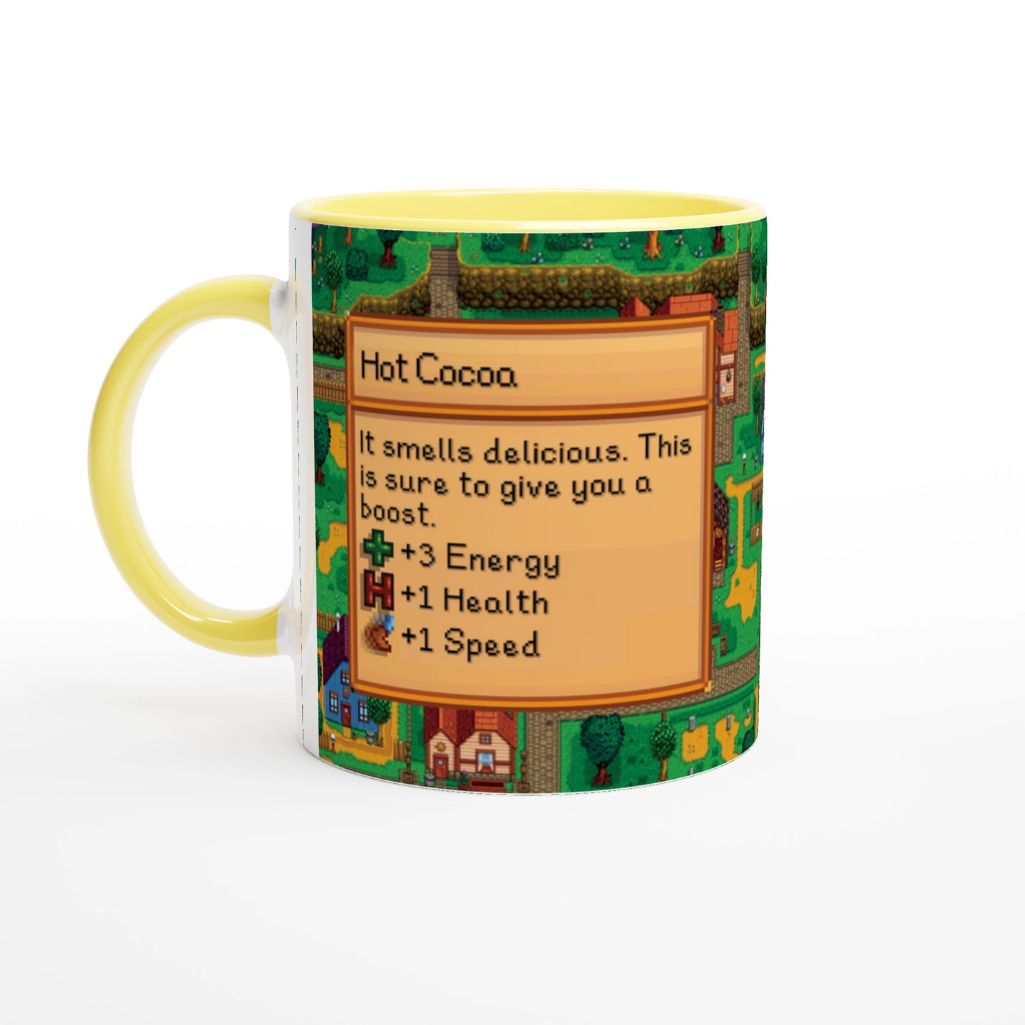Mug Stardew Valley avec arrière-plans personnalisés - Thé, Café, Chocolat chaud, Thé vert, Chaï Latte, Triple Espresso, Cadeau pour Gamer en Pixel Art
