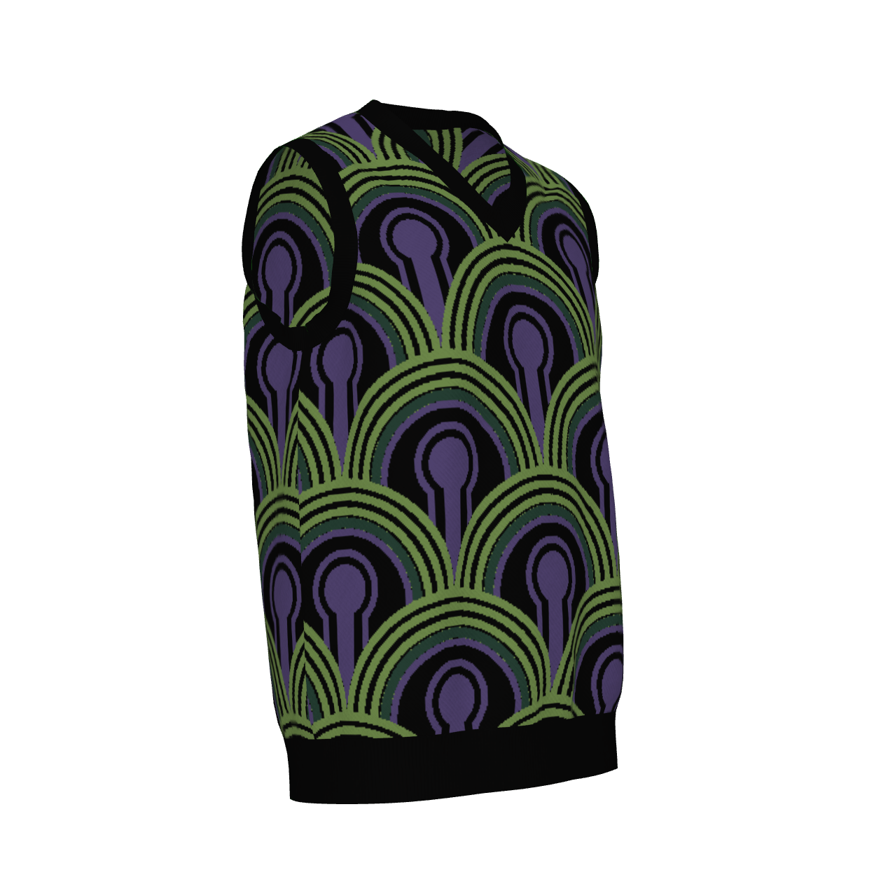 Room 237 Wallpaper Pattern Knitted Sweater Vest - Horror Film Inspired V-Neck Knit