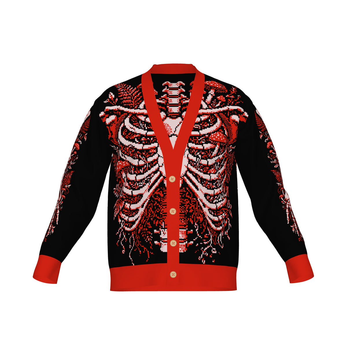 Overgrown Ribcage Cardigan - Gothic Botanical Skeleton Knitwear