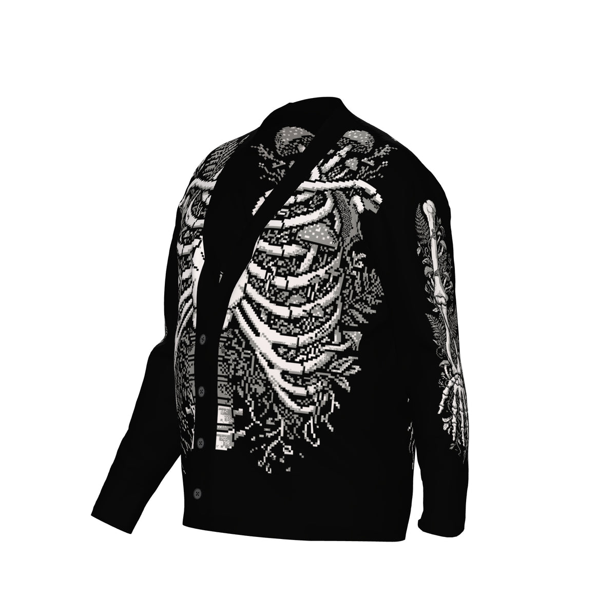 Overgrown Ribcage Cardigan - Gothic Botanical Skeleton Knitwear