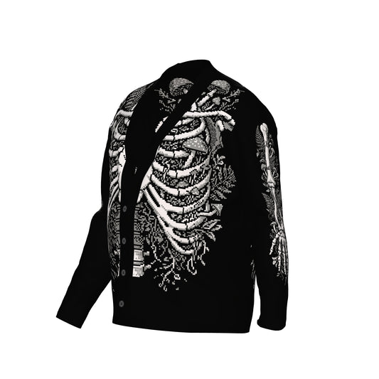 Overgrown Ribcage Cardigan - Gothic Botanical Skeleton Knitwear