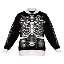 Overgrown Ribcage Bomber Jacket - Gothic Botanical Skeleton Knitwear