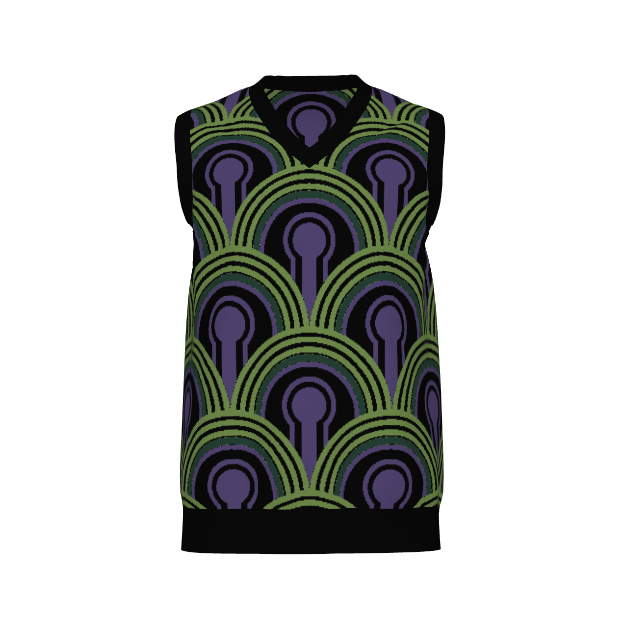 Room 237 Wallpaper Pattern Knitted Sweater Vest - Horror Film Inspired V-Neck Knit