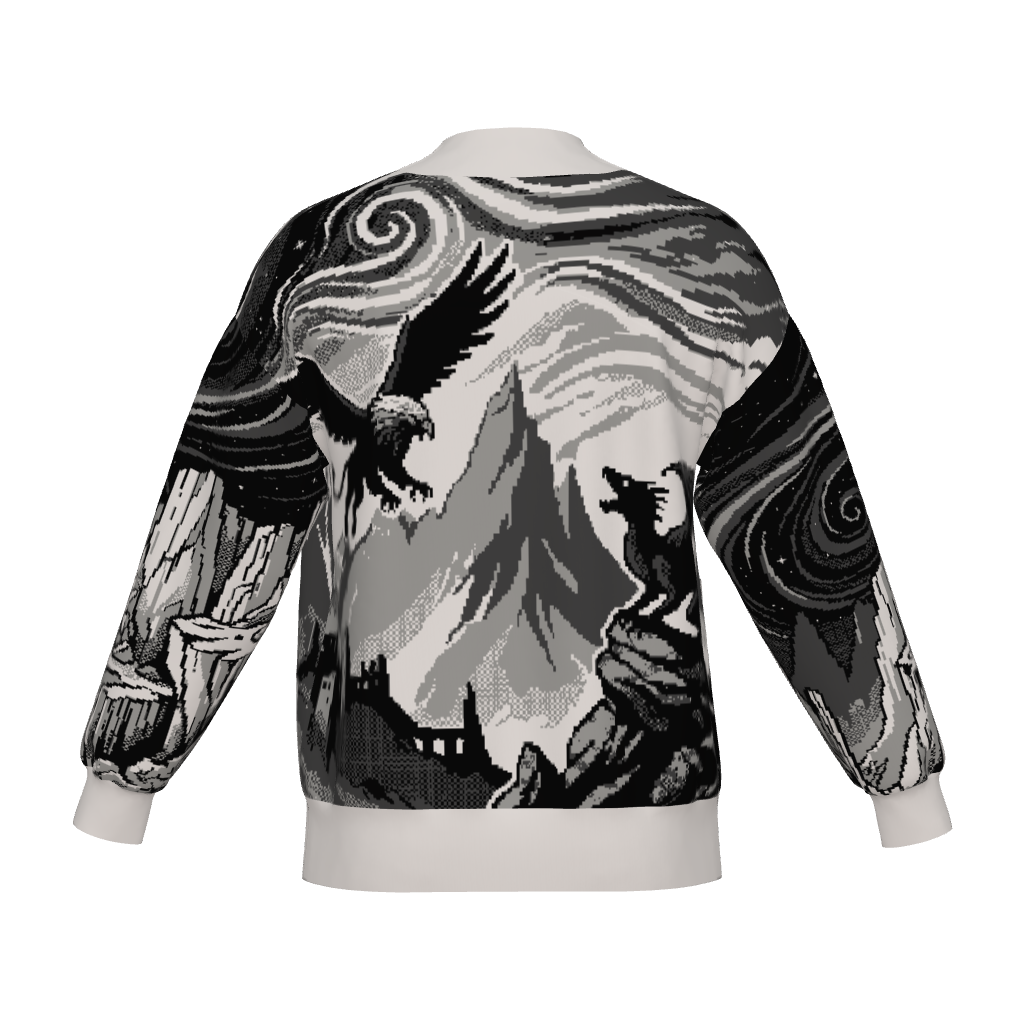 Witcher Inspired Knitted Bomber Jacket - Pixel Art Fantasy Knitwear