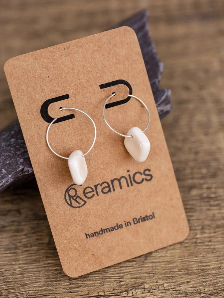 White Porcelain Iridescent Earrings | Handmade Ceramic & Silver Jewellery