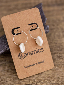 White Porcelain Iridescent Earrings | Handmade Ceramic & Silver Jewellery