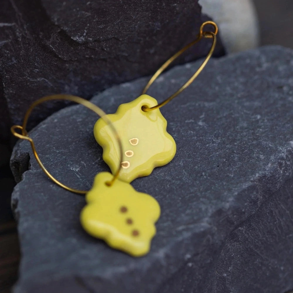 Yellow Porcelain Tile Earrings, Handmade Ceramic Jewellery