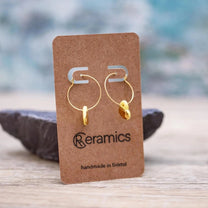Yellow Porcelain Dainty Heart Earrings | Handmade Ceramic on Hoops