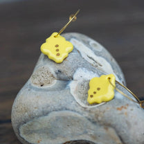 Yellow Porcelain Tile Earrings, Handmade Ceramic Jewellery