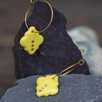Yellow Porcelain Tile Earrings, Handmade Ceramic Jewellery