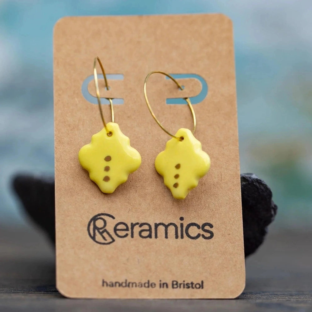 Yellow Porcelain Tile Earrings, Handmade Ceramic Jewellery