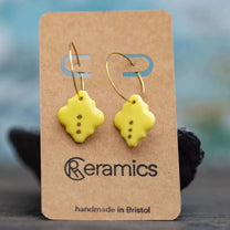 Yellow Porcelain Tile Earrings, Handmade Ceramic Jewellery