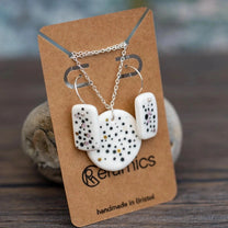 White Porcelain Dotted Jewellery Set | Handmade Ceramic & Silver