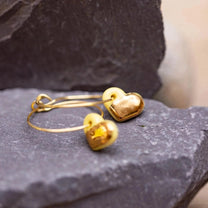 Yellow Porcelain Dainty Heart Earrings | Handmade Ceramic on Hoops