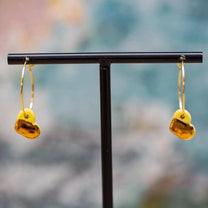 Yellow Porcelain Dainty Heart Earrings | Handmade Ceramic on Hoops