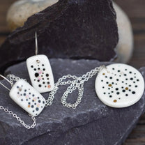 White Porcelain Dotted Jewellery Set | Handmade Ceramic & Silver