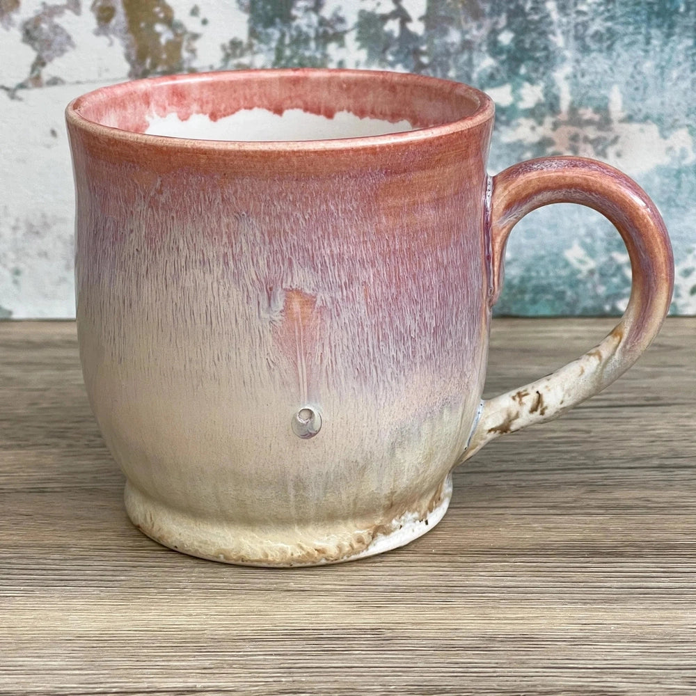 Wheel Thrown Unique Pink Stoneware Mug | 400ml Coffee or Tea Cup