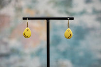 Yellow Porcelain Teardrop Earrings | Handmade Ceramic & Gold Jewellery