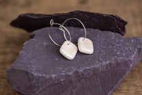 White Porcelain Iridescent Earrings | Handmade Ceramic & Silver Jewellery