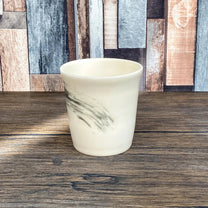 Handmade Porcelain Tumblers | Minimalist Mug with Black Brushstroke | Handleless 250ml