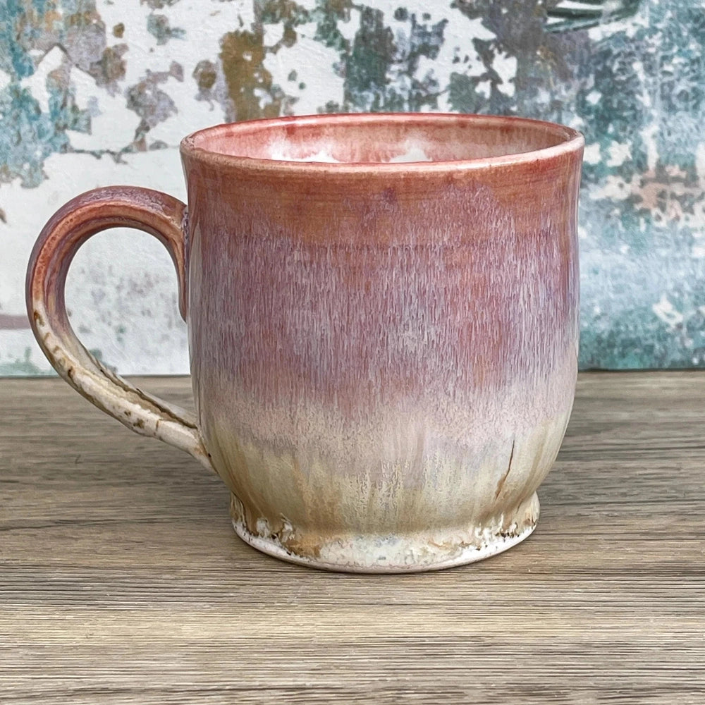 Wheel Thrown Unique Pink Stoneware Mug | 400ml Coffee or Tea Cup