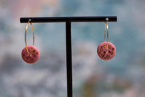 Pink Raspberry Porcelain Hoop Earrings | 24K Gold Minimalist Jewellery