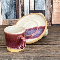 Hand Thrown Stoneware Espresso Cup | Unique Burgundy Reactive Glaze | 60ml