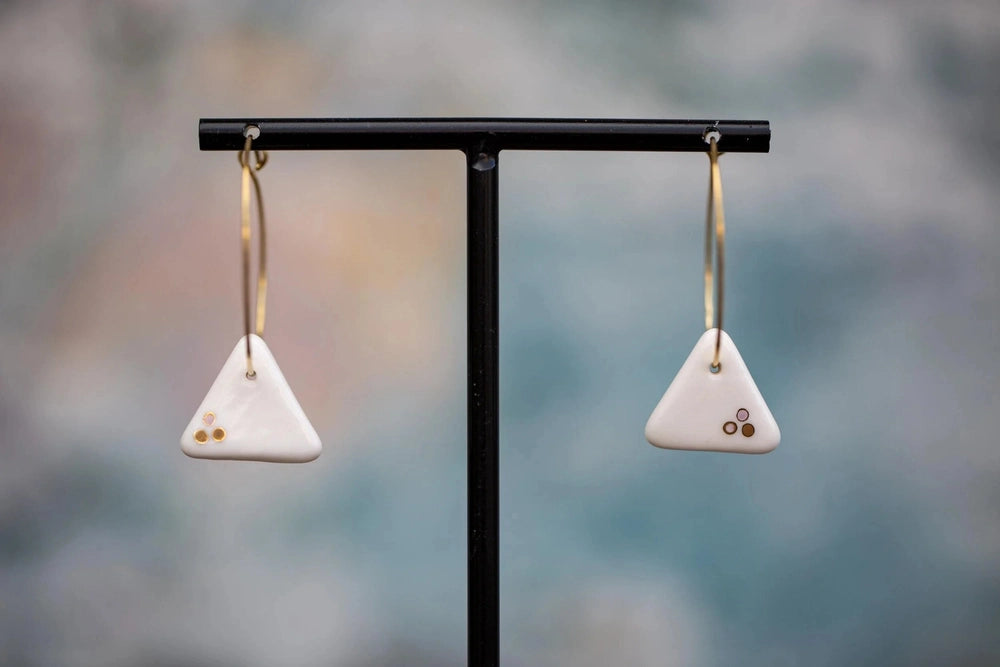 Porcelain Dotted Jewellery | Unique Handmade Ceramic & Silver Earrings with Necklace Set