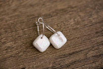 White Porcelain Iridescent Earrings | Handmade Ceramic & Silver Jewellery