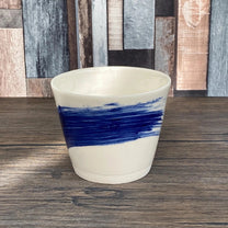 Unique Porcelain Tumblers | Abstract Blue Brushstroke Design | Modern Chinoiserie Coffee, Tea  or Water Mug