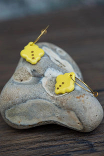 Yellow Porcelain Tile Earrings, Handmade Ceramic Jewellery