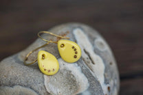 Yellow Porcelain Teardrop Earrings | Handmade Ceramic & Gold Jewellery