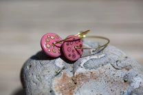 Pink Raspberry Porcelain Hoop Earrings | 24K Gold Minimalist Jewellery