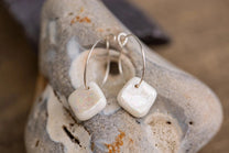 White Porcelain Iridescent Earrings | Handmade Ceramic & Silver Jewellery