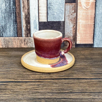 Hand Thrown Stoneware Espresso Cup | Unique Burgundy Reactive Glaze | 60ml