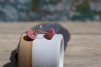 Pink Raspberry Porcelain Hoop Earrings | 24K Gold Minimalist Jewellery