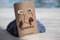 Pink Raspberry Porcelain Hoop Earrings | 24K Gold Minimalist Jewellery