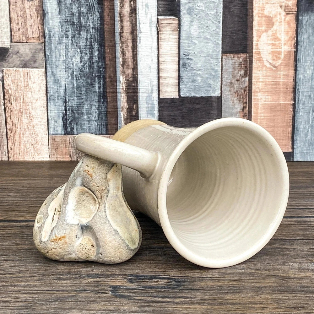 Wheel Thrown Stoneware White Glazed Rustic  Mug