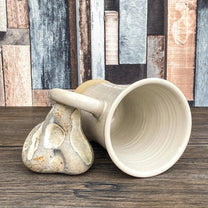 Wheel Thrown Stoneware White Glazed Rustic  Mug
