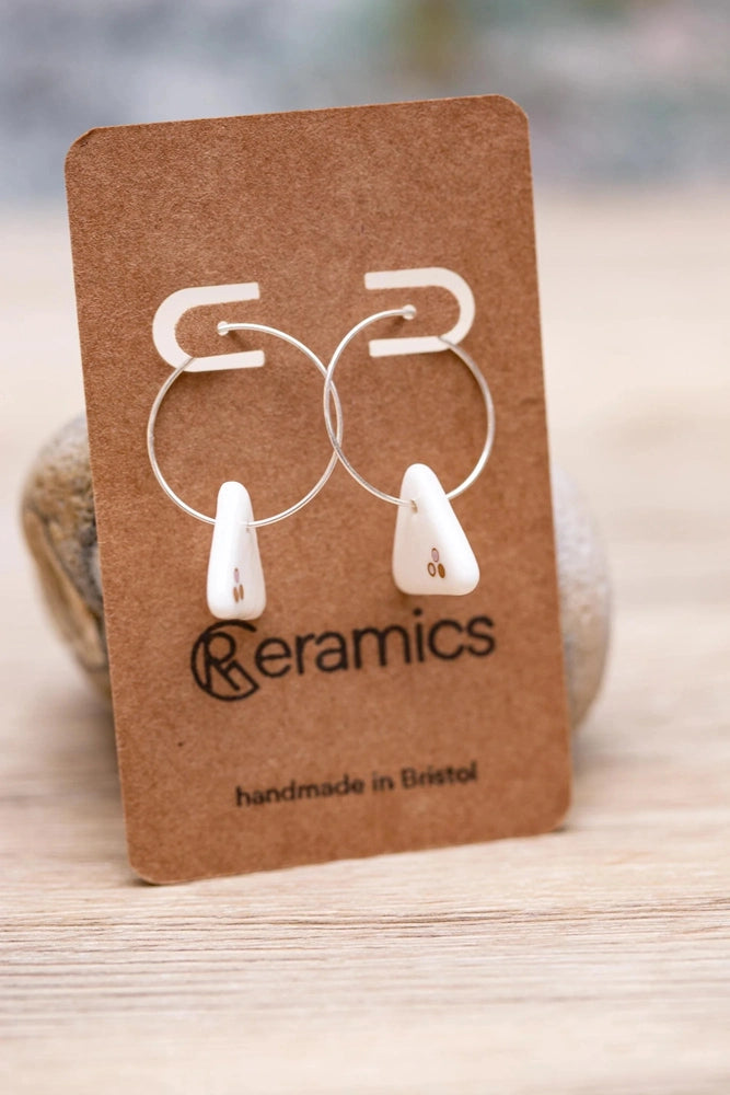 Porcelain Dotted Triangle Earrings | Handmade Ceramic & Gold Jewellery