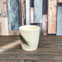 Handmade Porcelain Tumblers | Minimalist Mug with Black Brushstroke | Handleless 250ml