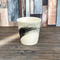 Handmade Porcelain Tumblers | Minimalist Mug with Black Brushstroke | Handleless 250ml